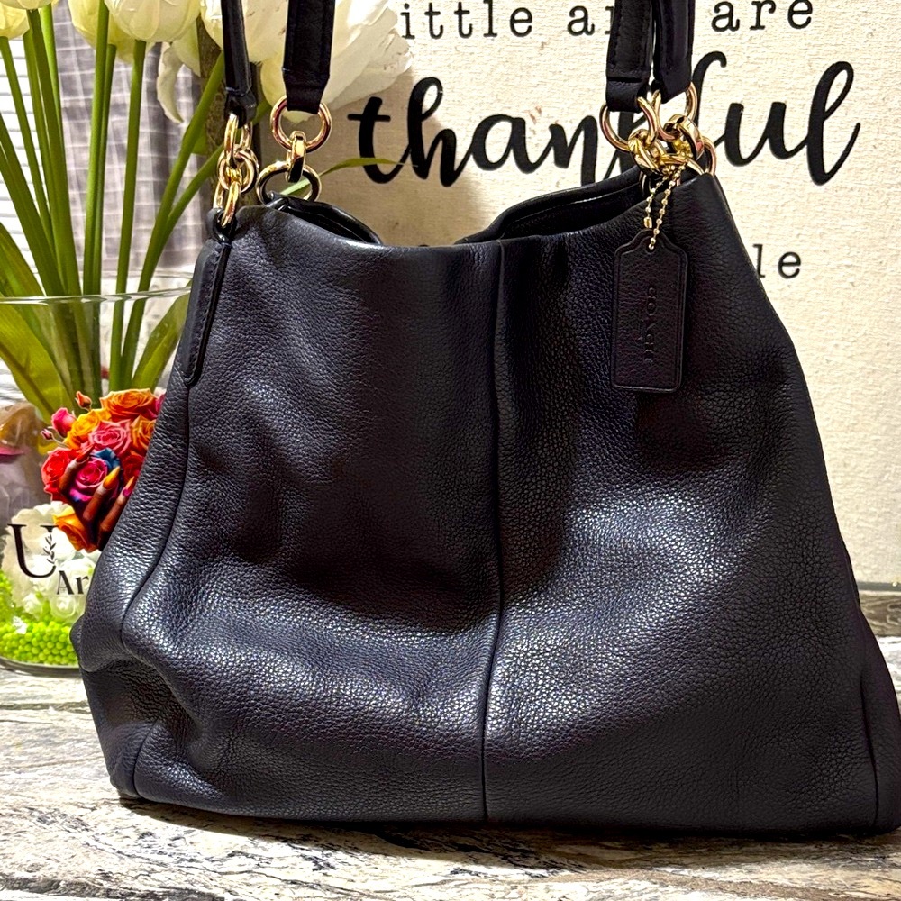 Navy Leather Handbag